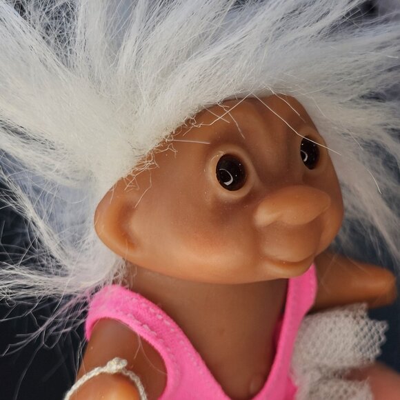 VTG Norfin‎ Troll Doll Ballerina Pink Tutu White Hair W Tag 5400 1986 5 Inches - Picture 11 of 11